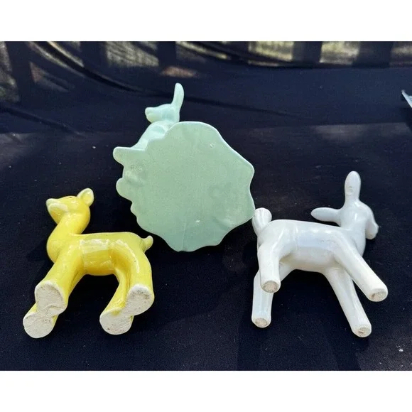 3 Vintage Haeger & Shawnee Pottery Deer Planters Excellent Condition! -A6